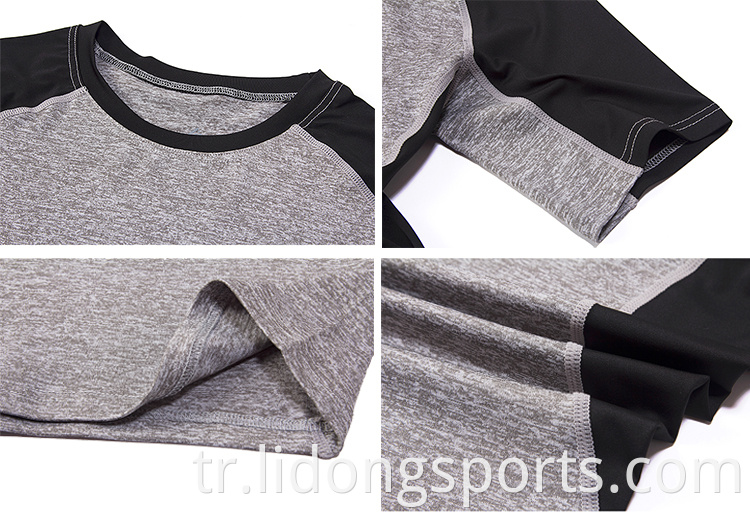 Lidong Toptan Nefes Alabilir Hızlı Kuru Kısa Kollu Tshirt/Mens Giyim Giyim Spor giyim Fitness